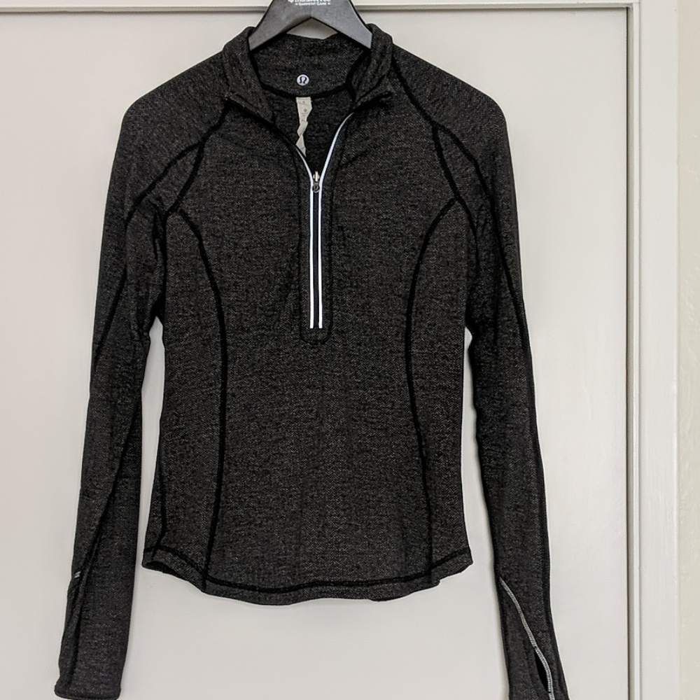 Lululemon Half Zip size 6 Grey Herringbone